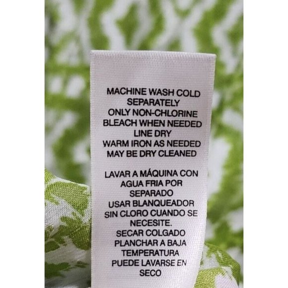 Chico's Women's Long Sleeve V Neck Tunic Top Green/White Semi-Sheer Size 2 (L) - Picture 9 of 10